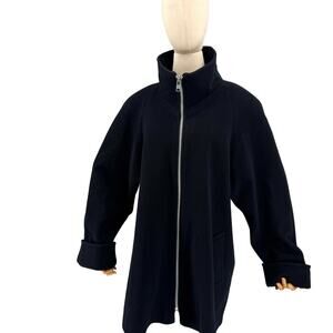 Vintage 80s Herman Kay Black Wool Swing Coat